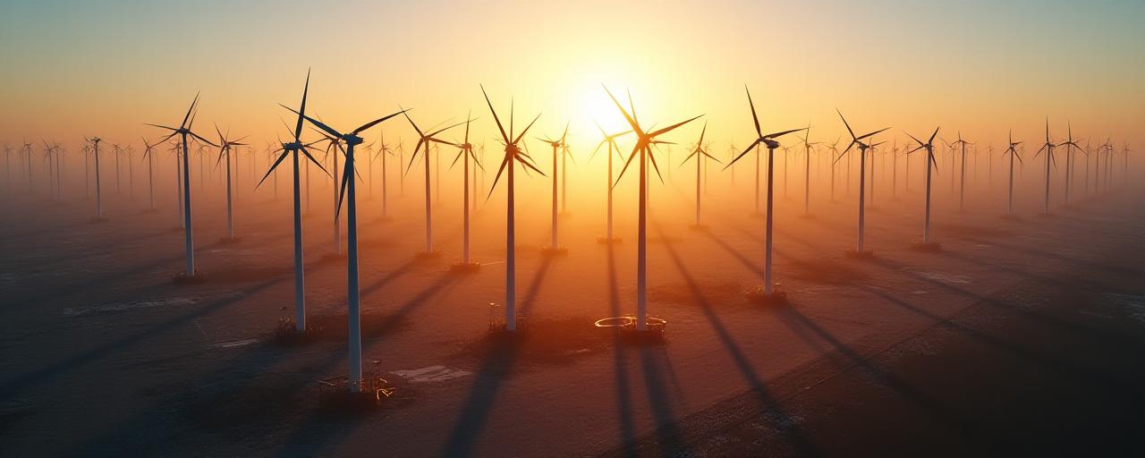 Wind farm under construction with transport fleet